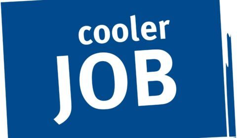 Blaues Schild mit der Aufschrift "cooler Job"